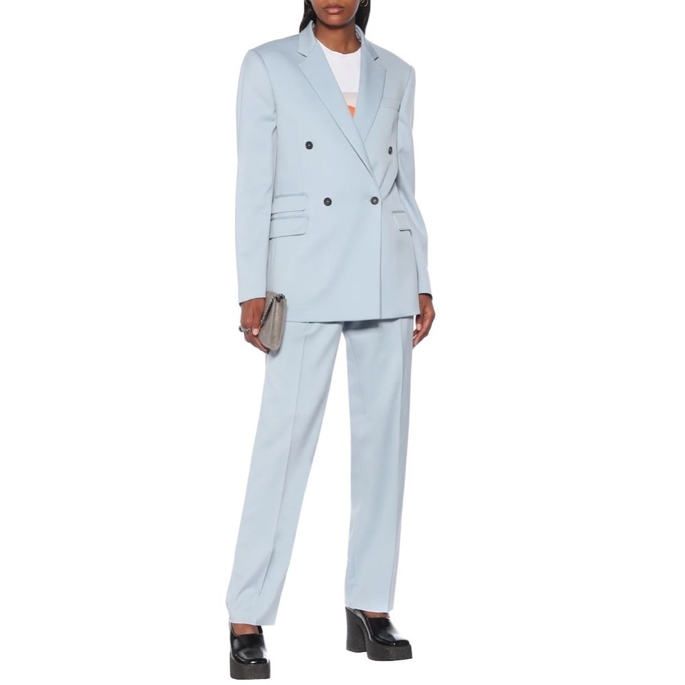 NWT Stella McCartney Holden Blazer Light Blue Wool Double Breasted Unisex Sz L